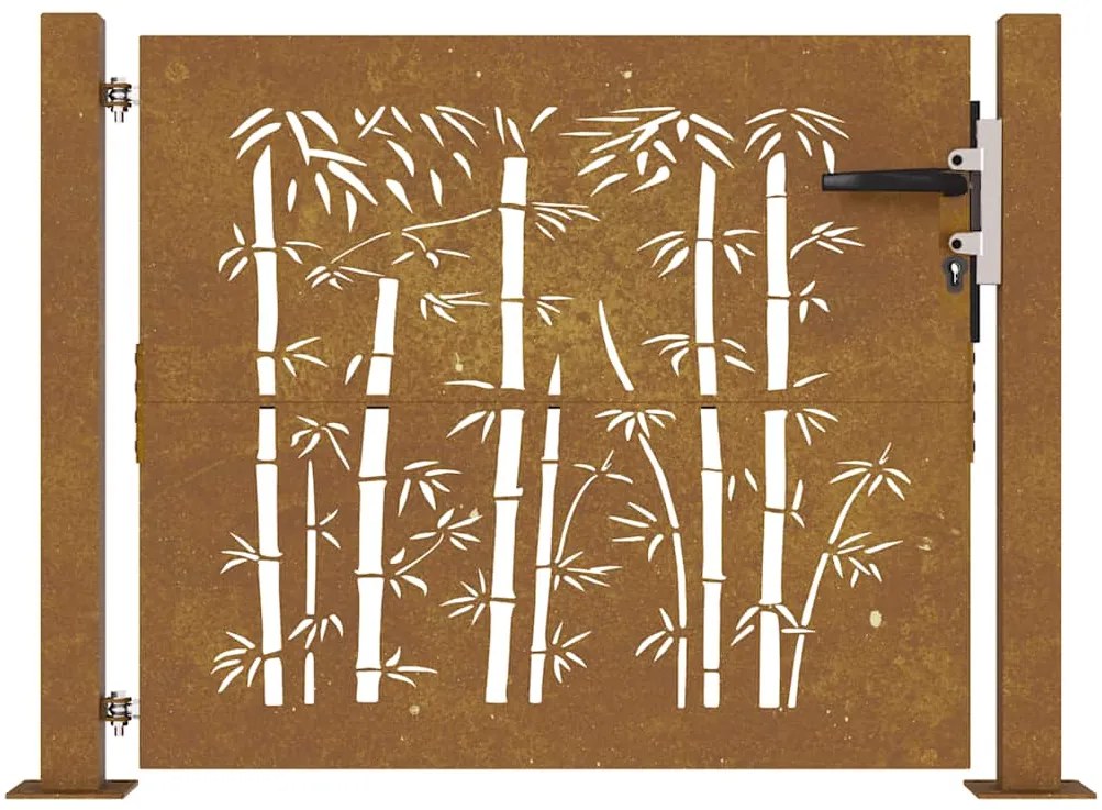 Portão de jardim 105x80 cm aço corten design bambu