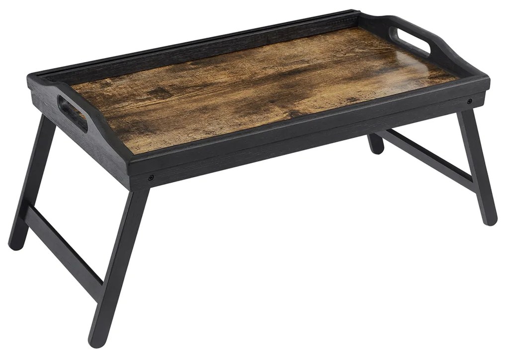 Mesa de bandeja para cama SONGMICS com pernas dobráveis ​​de bambu, bandeja de café da manhã para sofá, cama, bandeja para servir lanches com ranhura para celular e tablet, mesa para laptop, marrom rústico LLD106B01