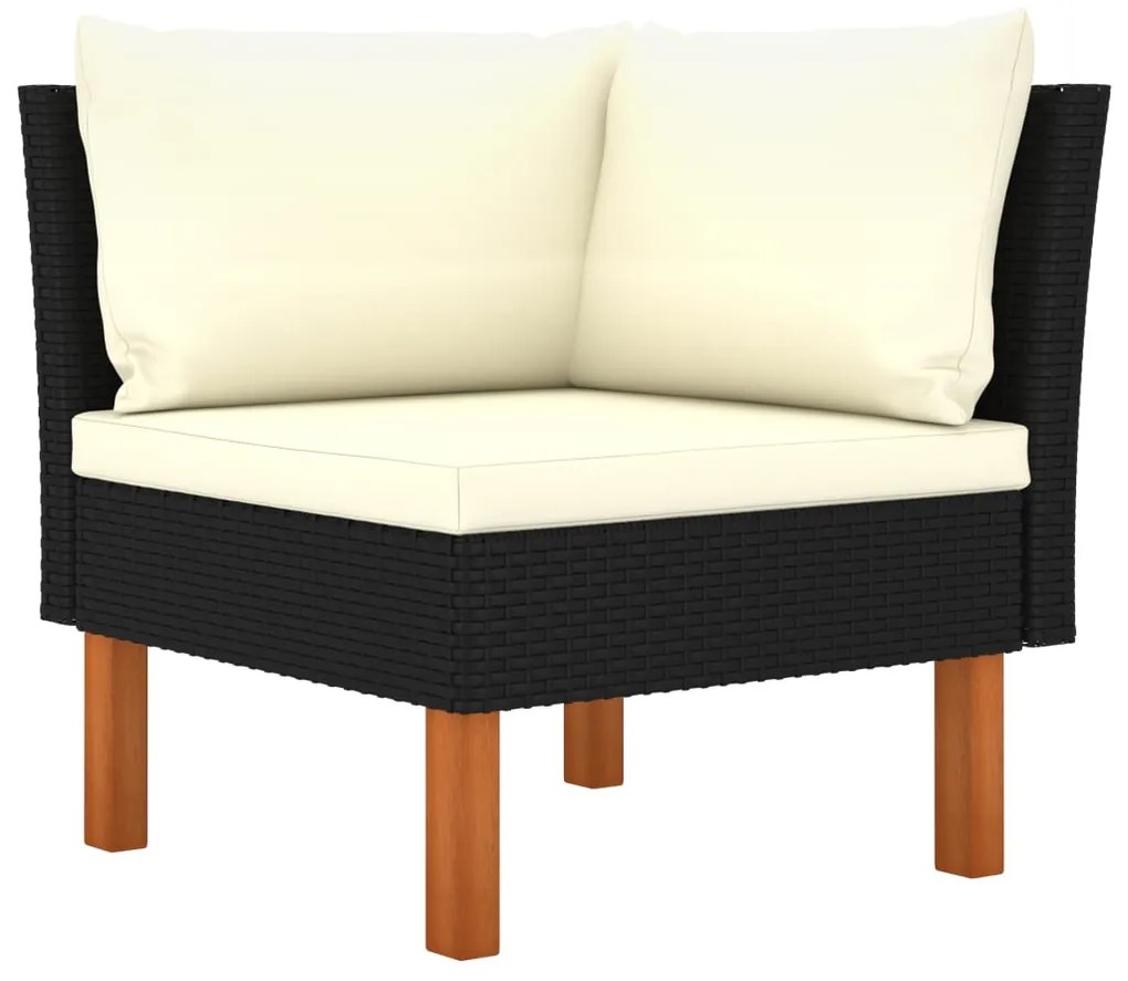 9 pcs conjunto lounge de jardim c/ almofadões vime PE preto