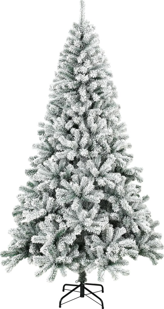 Árvore de Natal Nevada 230 cm com 1000 Pontas em PVC Ignífugo, Ramos Articulados, Montagem Rápida, Verde e Branco