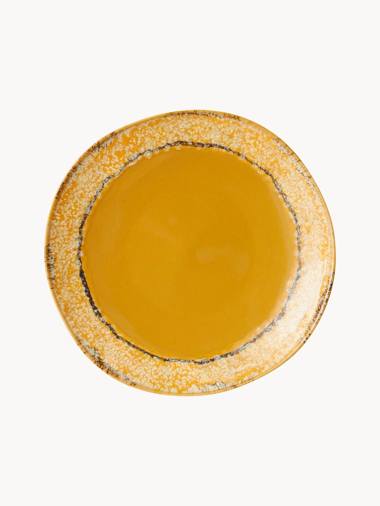 Pratos de pequeno-almoço em cerâmica artesanal 70's, conjunto de 2
