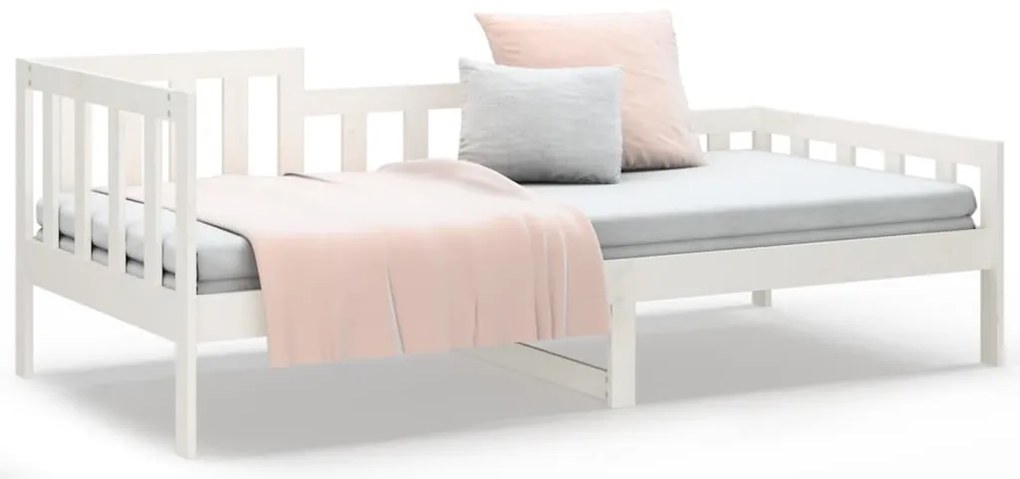 Sofá-cama sem colchão 90x190 cm madeira de pinho maciça branco