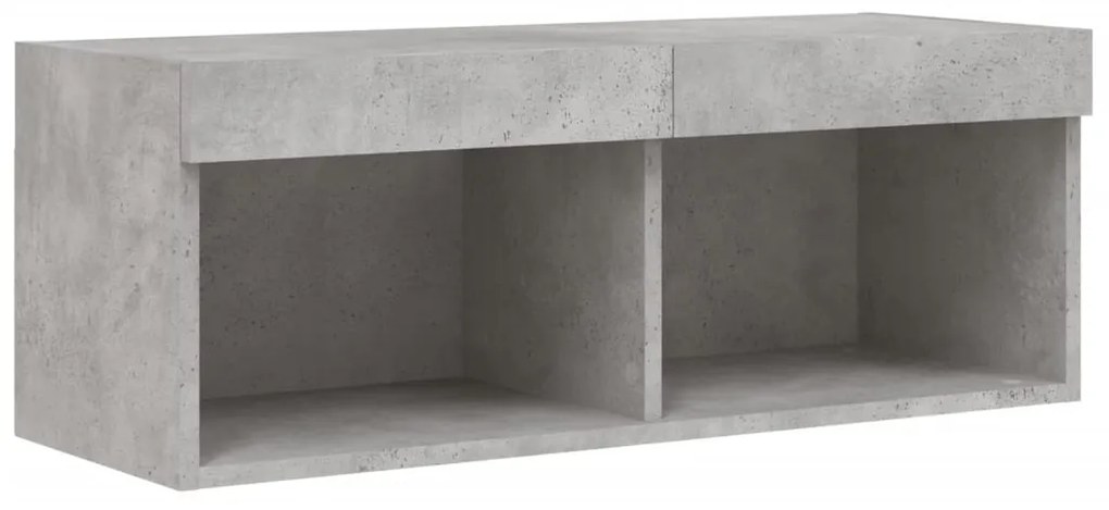 Móvel de TV com luzes LED 80x30x30 cm cinzento cimento
