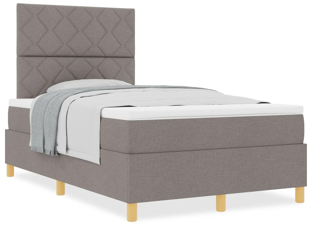 Cama Box Spring com Colchão Taupe 120x200 cm Tecido