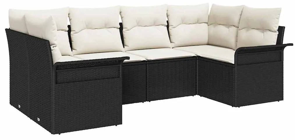 Conjunto de Sofás de Jardim vidaXL com Almofadas Preto Rattan de Poli