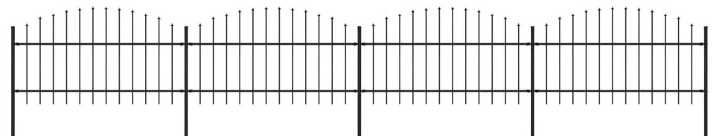 Cerca de jardim com topo em lanças (1-1,25)x6,8 m aço preto