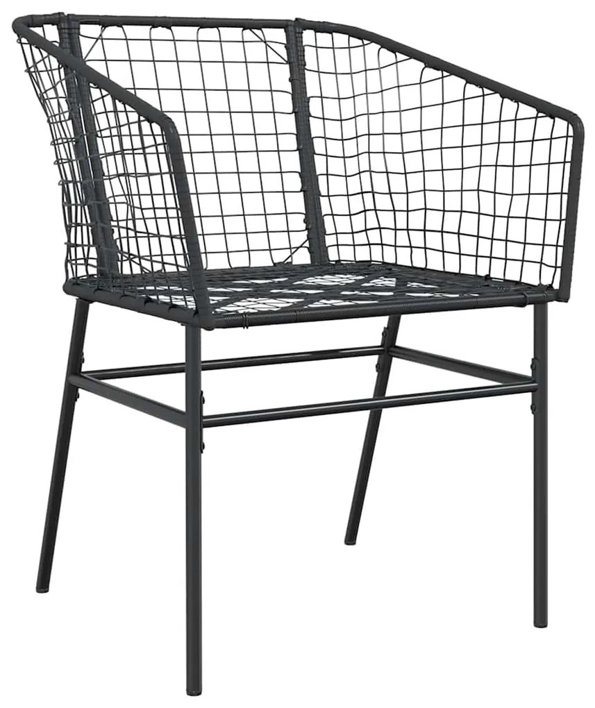 3 pcs conjunto de jantar para jardim vime PE vidro preto