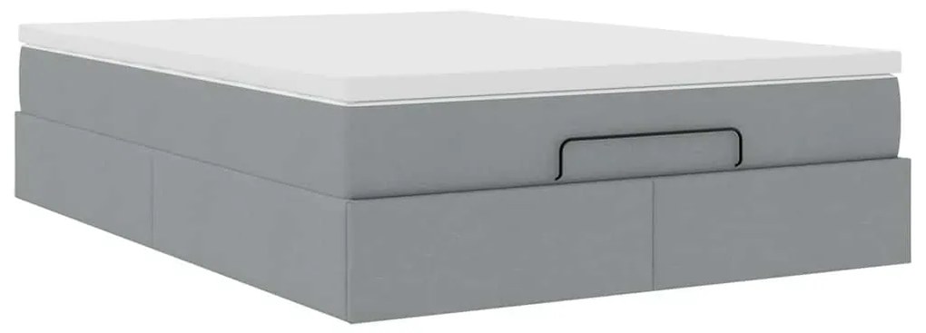 Estrutura de cama otomana com colchão 140x190 cm cinzento claro