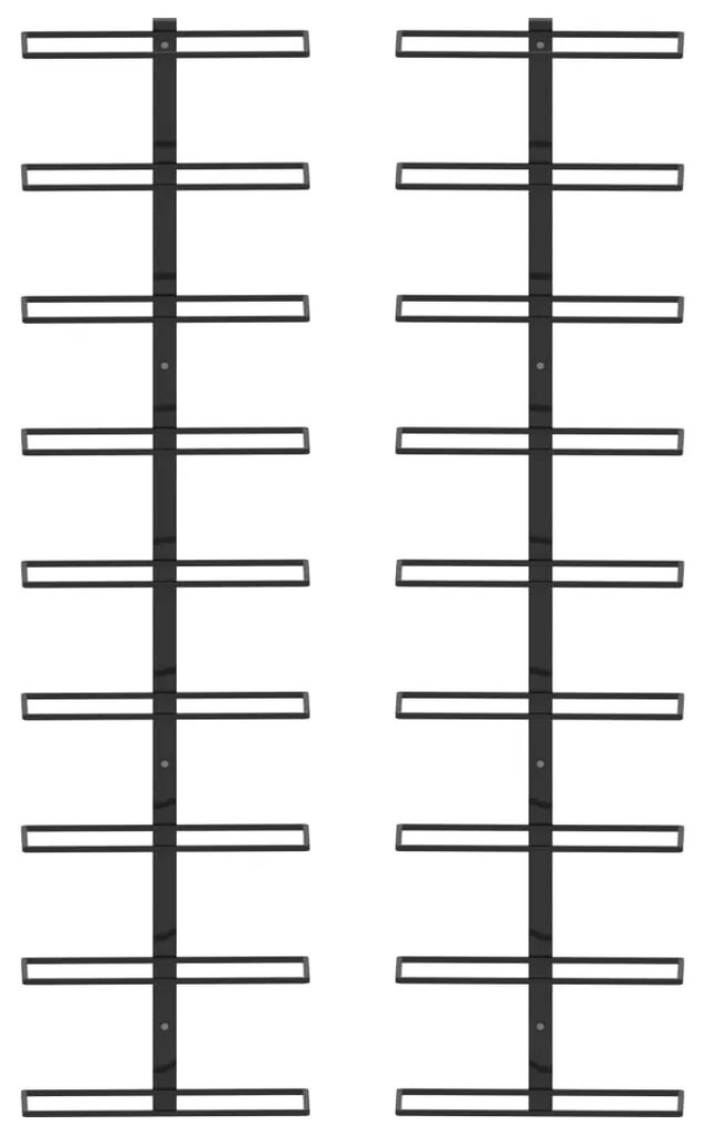 Garrafeiras de parede para 18 garrafas 2 pcs ferro preto