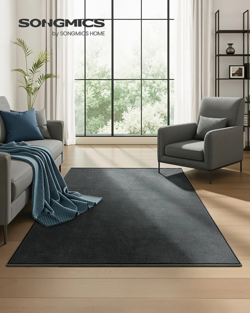 Tapete para sala de estar 140 x 200 cm cinza antracite