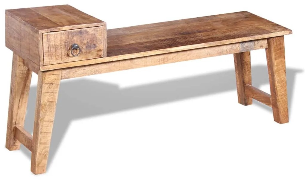 Banco com gaveta madeira de mangueira maciça 120x36x60 cm