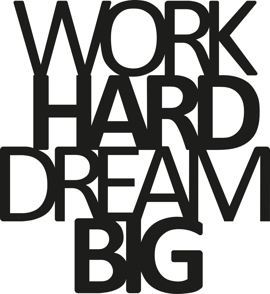 Acessório Decorativo de Parede em Metal Work Hard Dream Big – Preto –