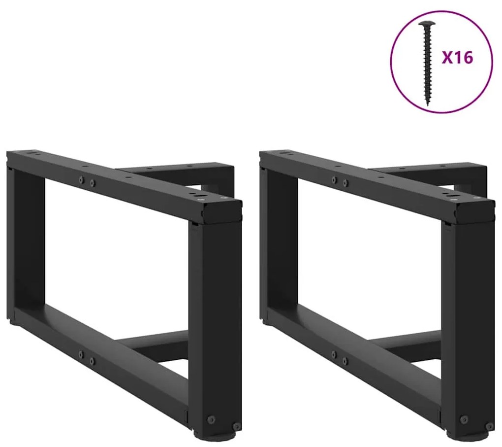 Pés para mesa de centro em forma de T, 2 peças, preto, 60x25x(30-31) c