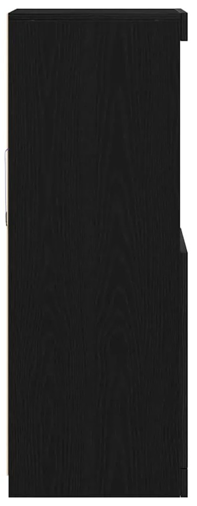 Sideboard vidaXL com Luzes LED Carvalho Preto 41x37x100 cm