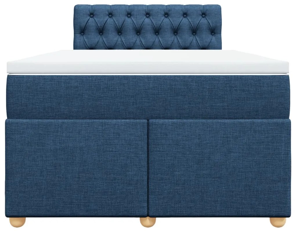 Cama boxspring com colchão 120x190 cm tecido azul