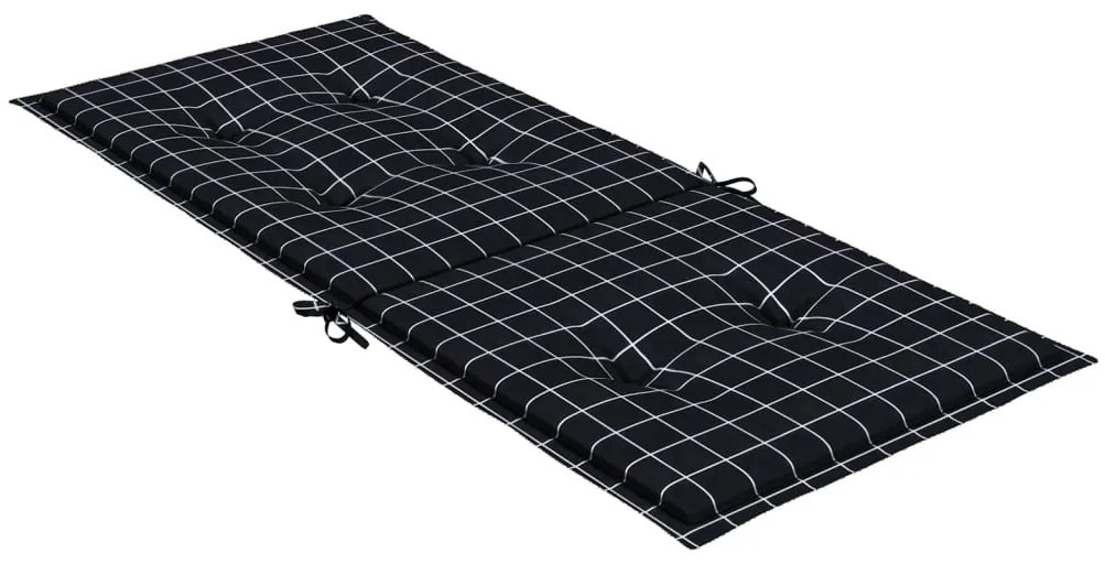 Almofadões cadeira encosto alto 6 pcs tecido xadrez preto