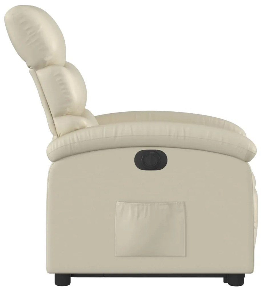 Poltrona reclinável elevatória elétrica couro artificial creme