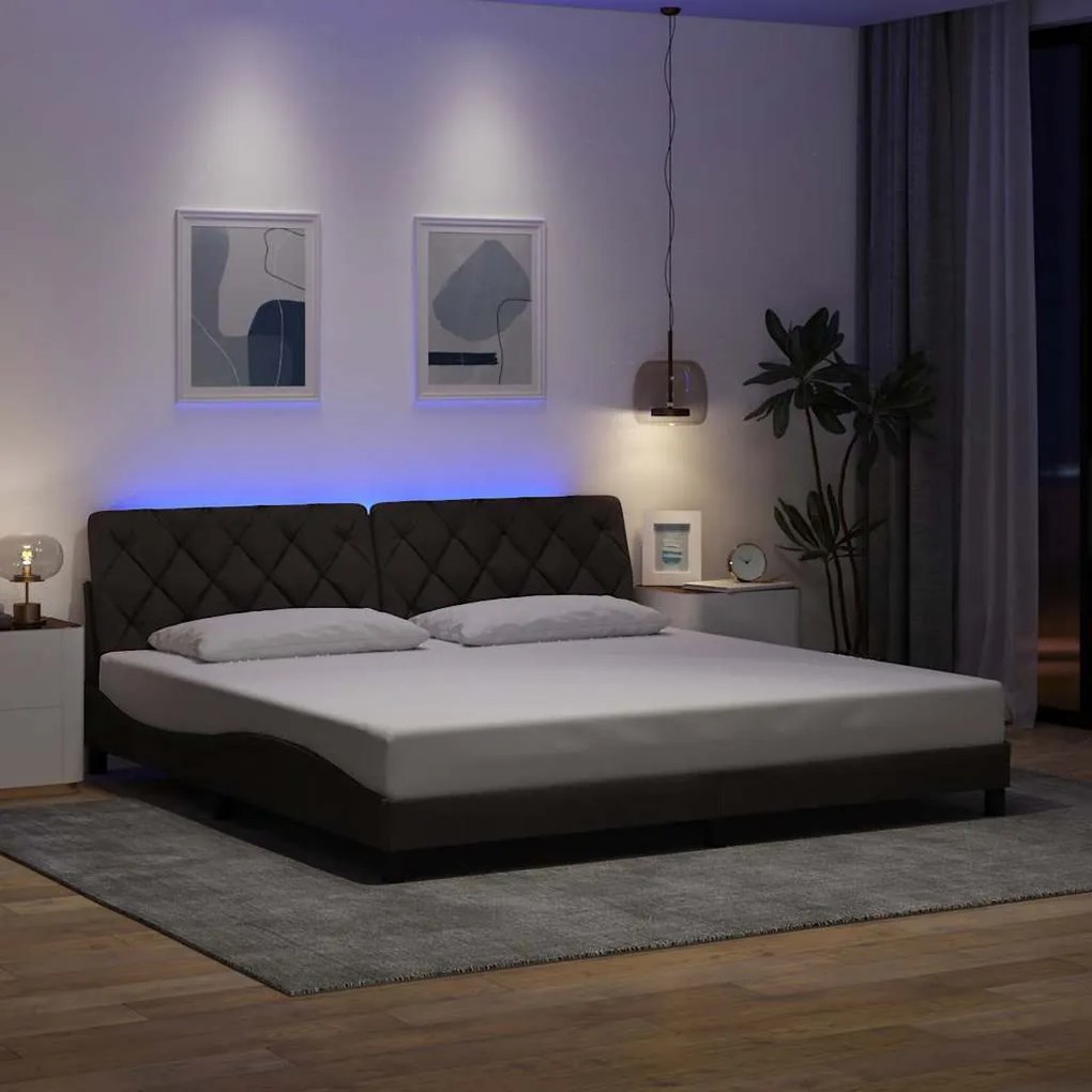 vidaXL Estrutura de cama com LED sem colchão 200x200 cm tecido