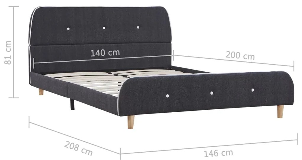 Estrutura de cama sem colchão 135x190 cm tecido cinzento-escuro