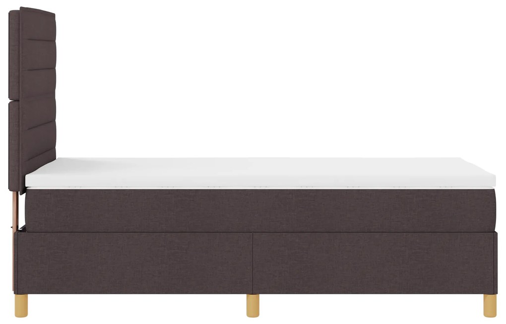 Cama Box Spring com Colchão Castanho Escuro 100x200 cm Tecido
