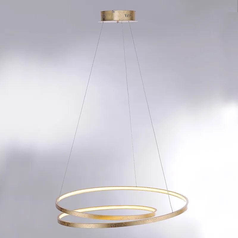 Candeeiro de suspensão de design dourado de 72 cm com LED regulável - Rowan Design