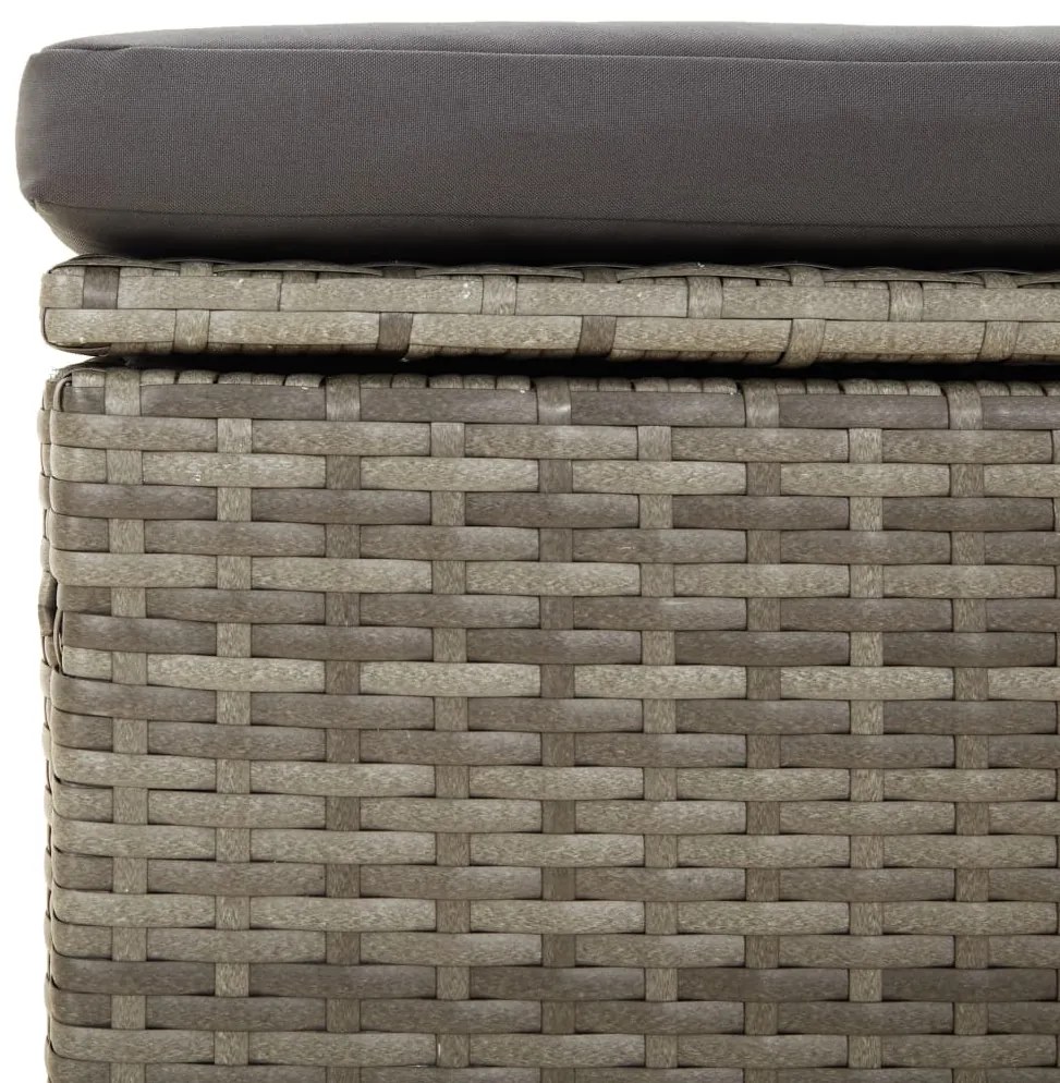 3 pcs conjunto lounge de jardim c/ almofadões vime PE cinzento