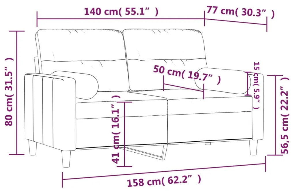 Sofá 2 lugares +almofadas decorativas 140cm tecido cinza-escuro