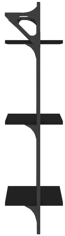 Estante 3 prateleiras parede c/ barras 2 pcs 30x25x100 cm preto