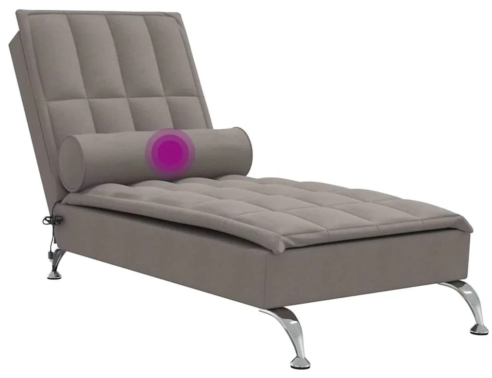 Chaise lounge de massagem com rolo tecido cinza-acastanhado