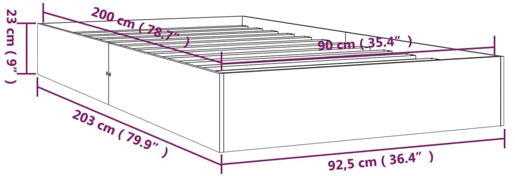 Estrutura de cama 90x200 cm madeira maciça branco