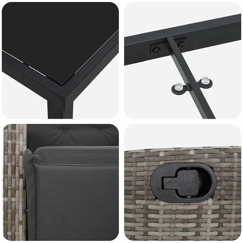 Conjunto de Jantar de Jardim com 5 Peças em Polyrattan Cinza