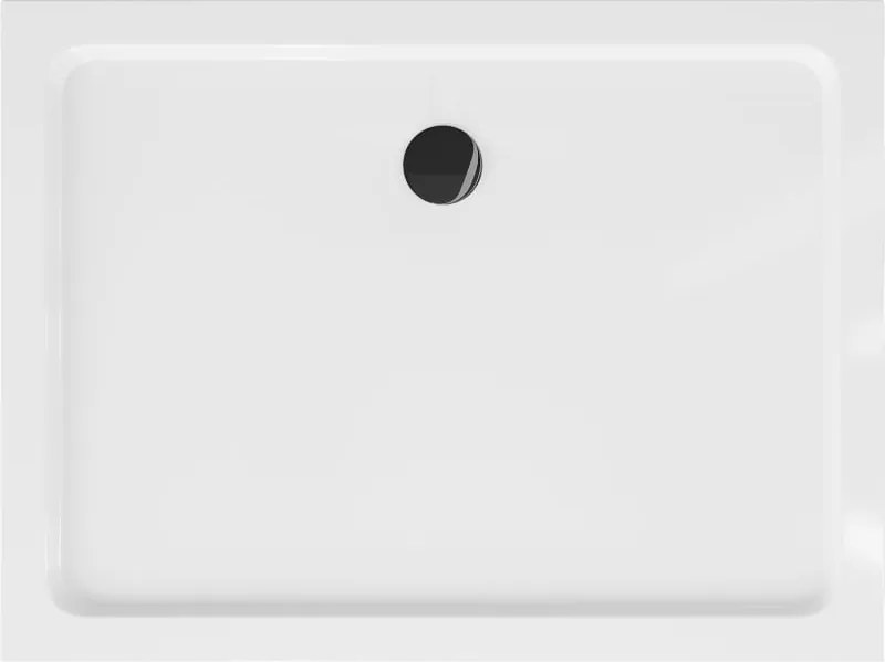 Mexen Flat base de duche retangular slim 80 x 70 cm, branco, sifão preto - 40107080B