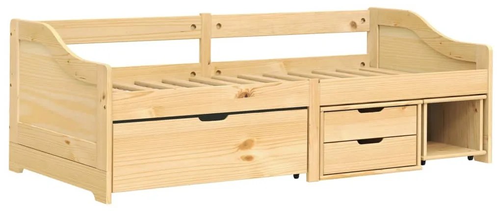 Sofá-cama com 3 gavetas 90x200 cm madeira de pinho maciça IRUN