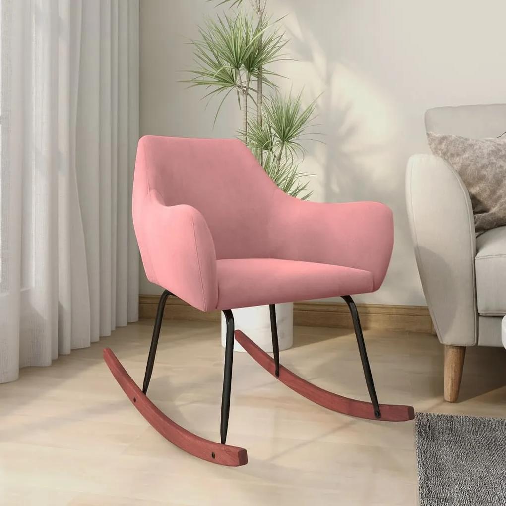 331022 vidaXL Cadeira de baloiço veludo rosa