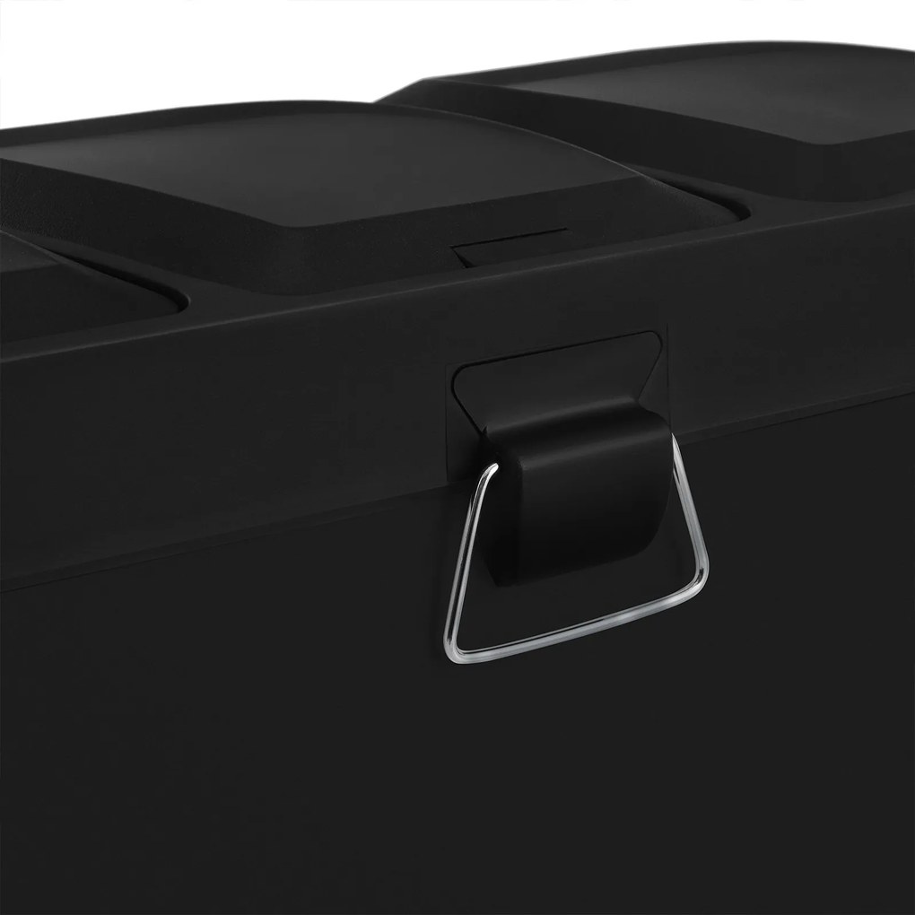 Caixote do lixo para a cozinha com 3 compartimentos 60,4 x 30 x 56,3 cm Preto