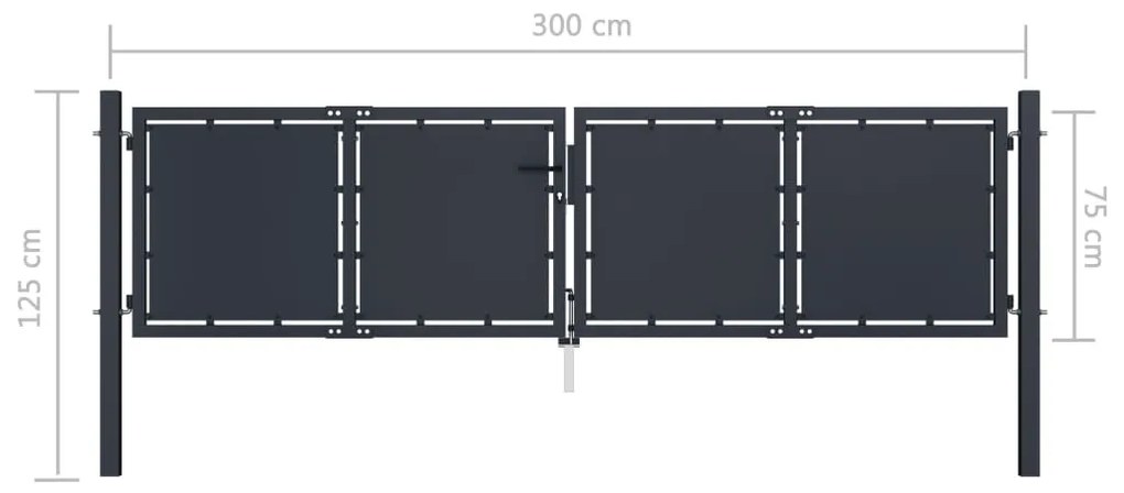 Portão de jardim 300x75 cm aço antracite