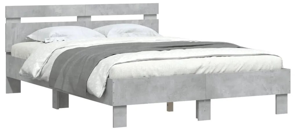 Estrutura de cama c/ cabeceira derivados madeira cinza-cimento