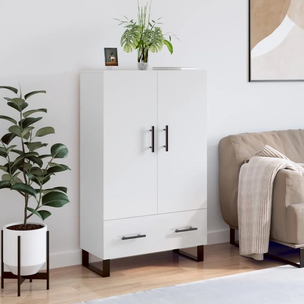 828262 vidaXL Aparador alto 69,5x31x115 cm derivados madeira branco brilhante