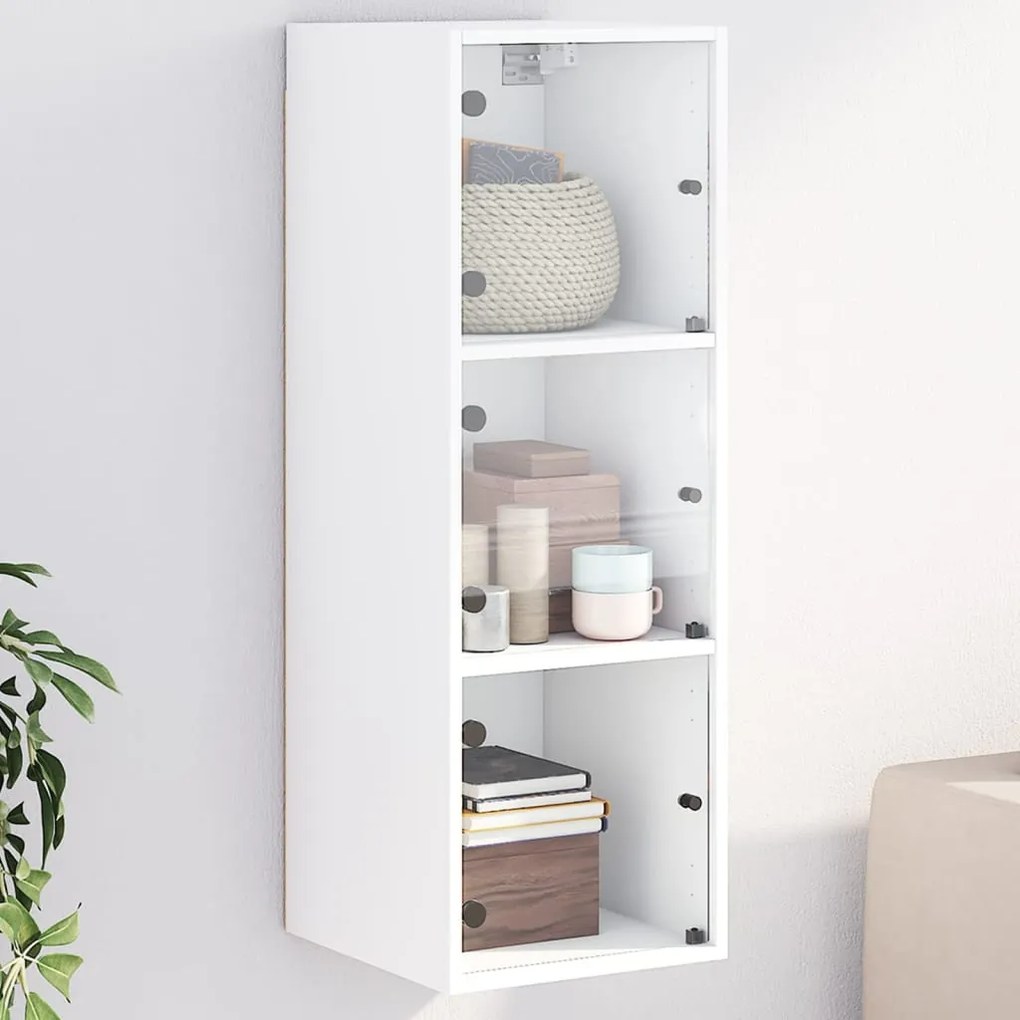 vidaXL Armário de parede c/ portas de vidro 35x37x100 cm branco