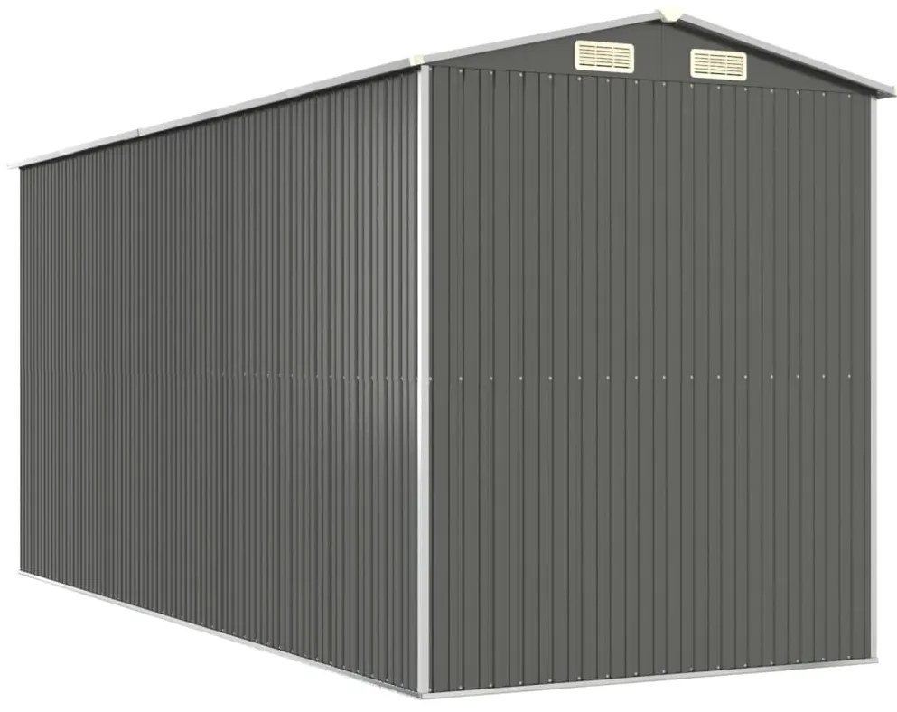 Abrigo de jardim 192x440x223 cm aço galvanizado cinzento-claro