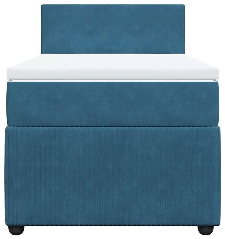 Cama boxspring com colchão 100x200 cm veludo azul