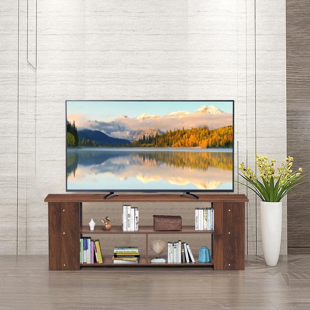Armário de TV de 3 níveis Móvel de TV até 43'' Consola Multimédia com Prateleiras Abertas 110 cm x 29 cm x 40,5 cm Castanho