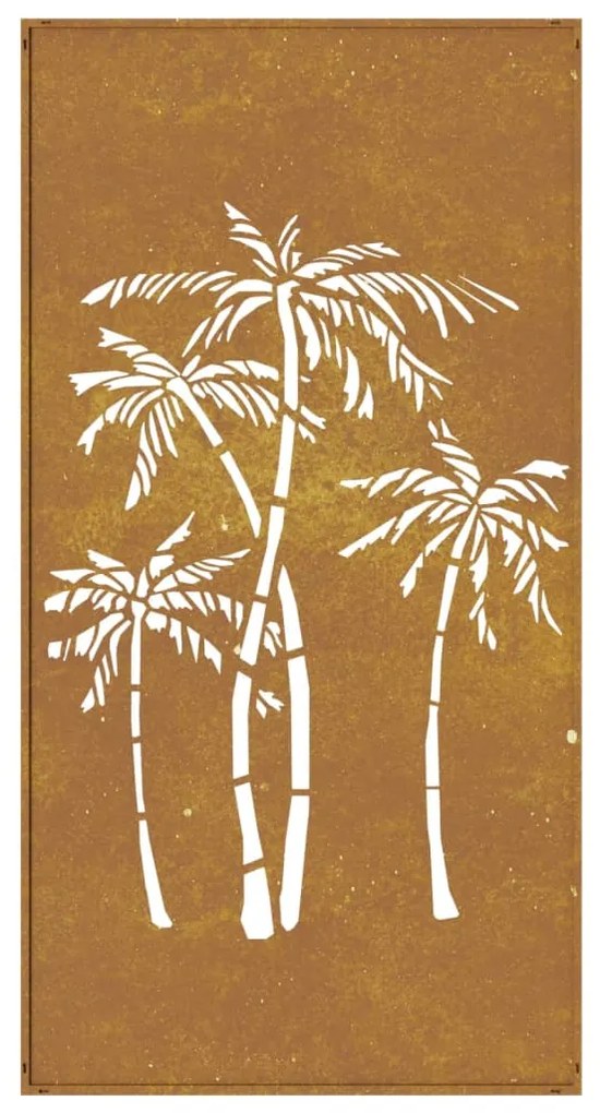 Decoração p/ muro de jardim 105x55cm aço corten design palmeira