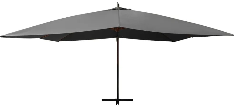 Guarda-sol cantilever c/ poste de madeira 400x300 cm antracite
