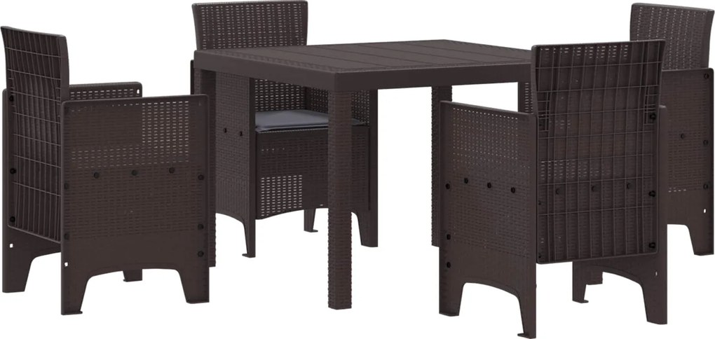 vidaXL Conjunto de Jantar para Jardim 5 pcs Castanho Polipropileno