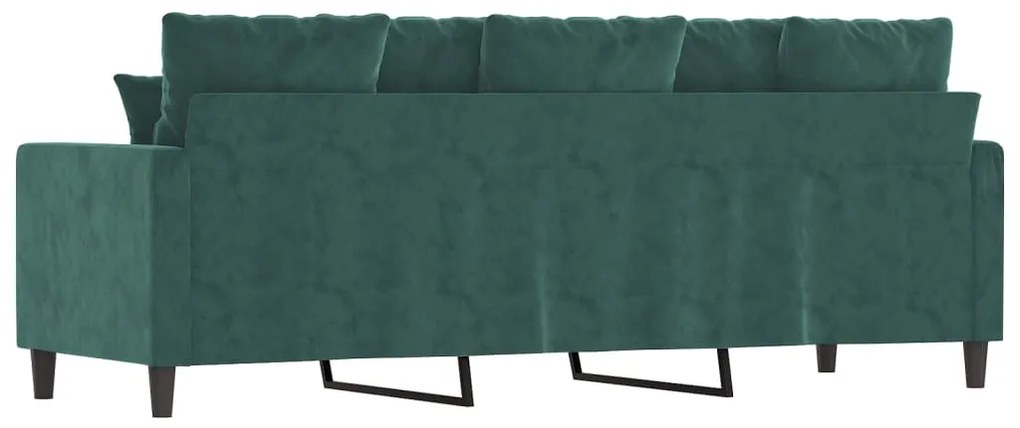 Sofá de 3 lugares 180 cm veludo verde-escuro