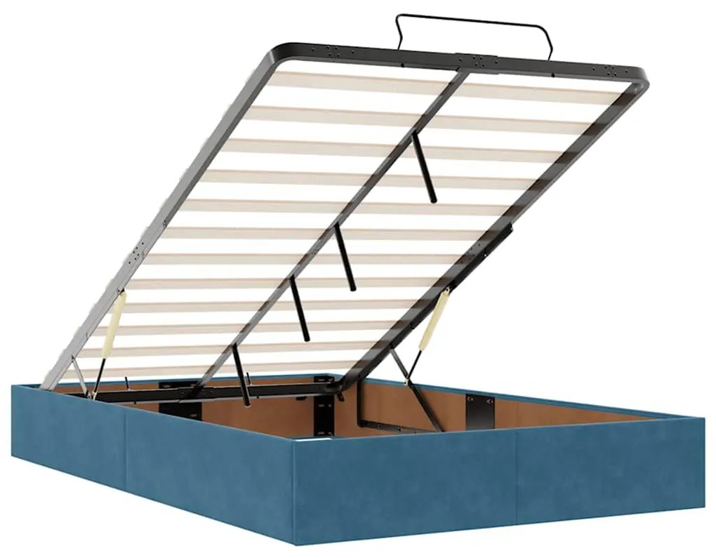 Cama otomana com colchão 120x190 cm veludo azul-escuro