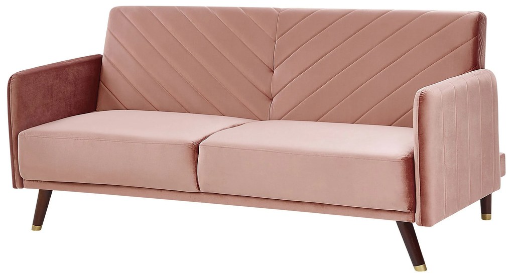 Sofá-cama de 3 lugares em veludo rosa SENJA Beliani