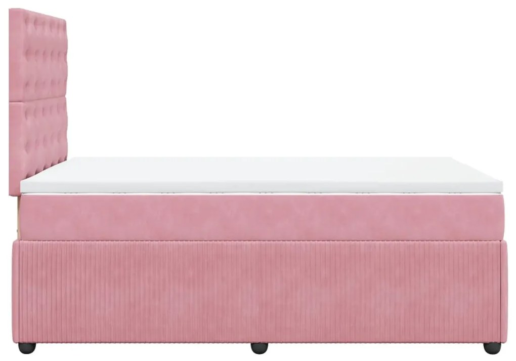 Cama boxspring com colchão 120x200 cm veludo rosa