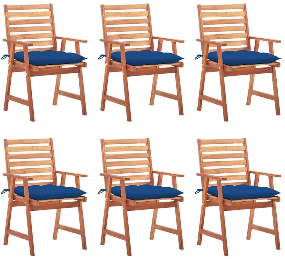 Cadeiras de jantar p/ jardim 6 pcs c/ almofadões acácia maciça